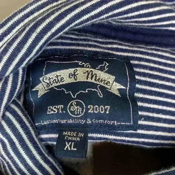 State Of Mine Ohio Blue White Stripe Long Sleeve Sweatshirt Womens Size XL - Picture 4 of 5